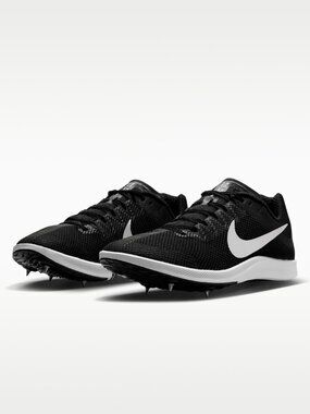Nike Rival Distance Track & Field Black Silver Swoosh Athletic Spike Shoes 6